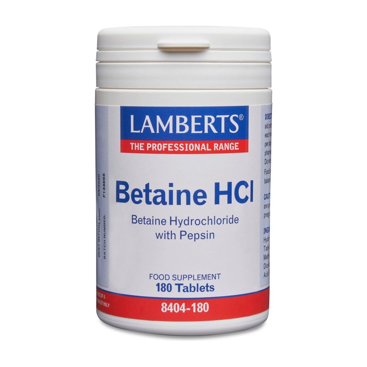 Lamberts Betaine Hcl 324mg/Pepsin 5mg - 180 Tabs