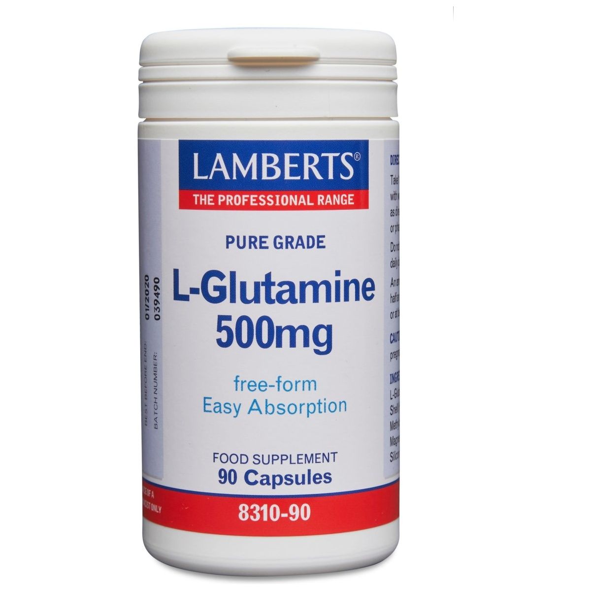 Lamberts L-Glutamine 500mg - 90 Caps