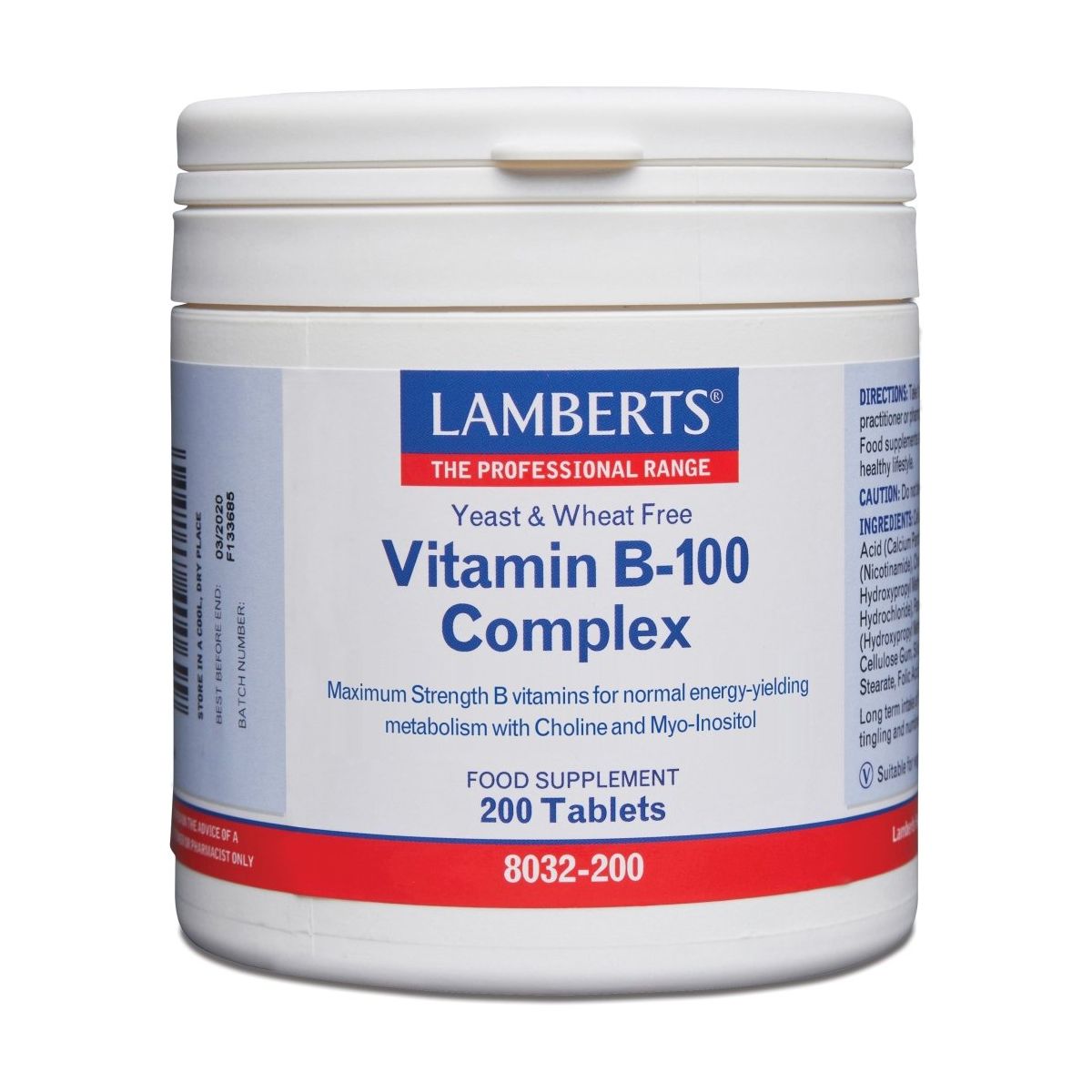 Lamberts Vitamin B-100 Complex - 200 Tabs